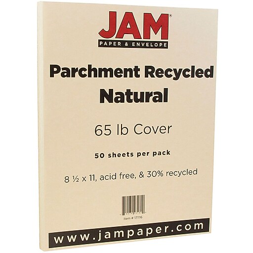 JAM Paper Parchment 65 lb. Cardstock Paper, 8.5" x 11", Natural, 50