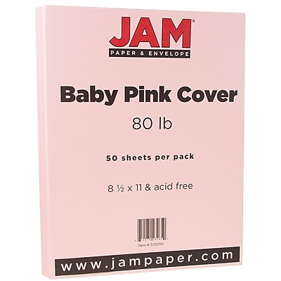 Jam Paper Matte Cardstock, 8.5 x 11, 80lb Baby Pink, 50/Pack (5155791)