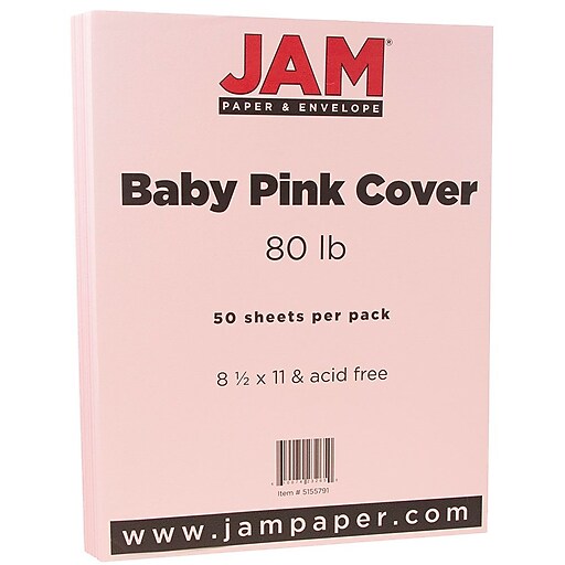 JAM Paper 80 lb. Cardstock Paper, 8.5 x 11, Baby Pink, 50 Sheets/Pack  (5155791)