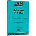 JAM Paper® Smooth Colored Paper, 24 lbs., 8.5" x 14", Sea Blue Recycled, 100 Sheets/Pack (16728245)