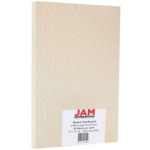JAM Paper Parchment 65 lb. Cardstock Paper, 8.5" x 14", Brown, 50