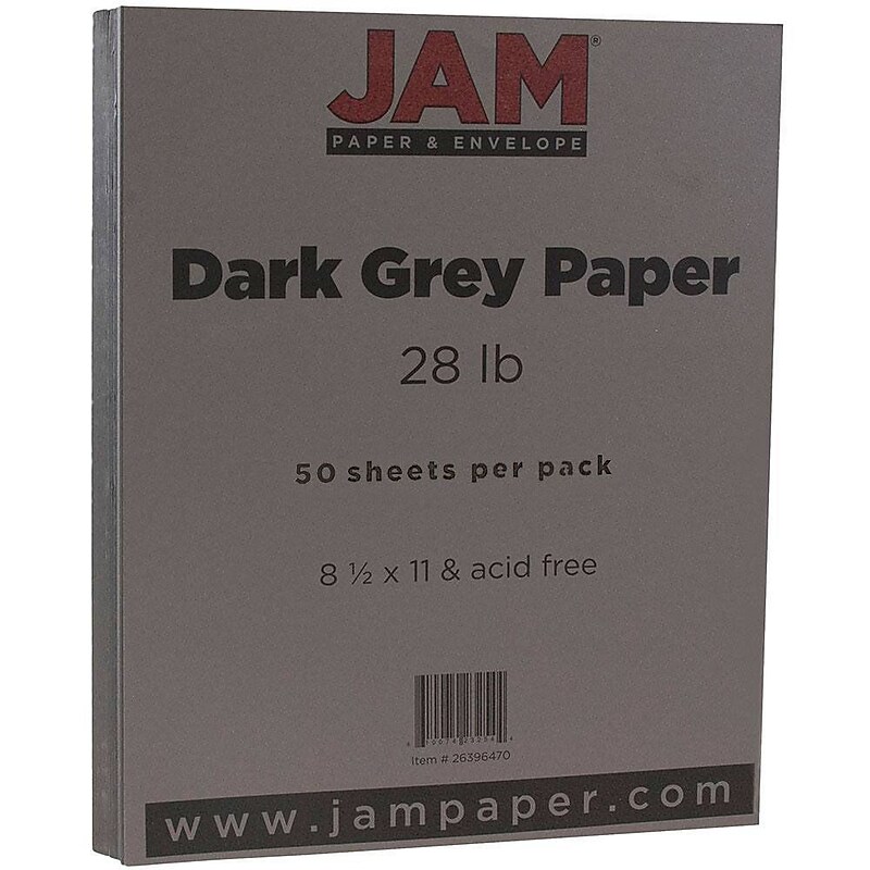 JAM Paper Matte 8.5" x 11" Color Copy Paper, 28 lbs., Dark Gray, 50 Sheets/Pack (26396470) image 1