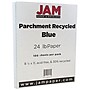 JAM Paper Parchment Colored Paper, 24 lbs., 8.5" x 11", Blue Recycled, 100 Sheets/Pack (96600200)~#|#~m004090027_sc7