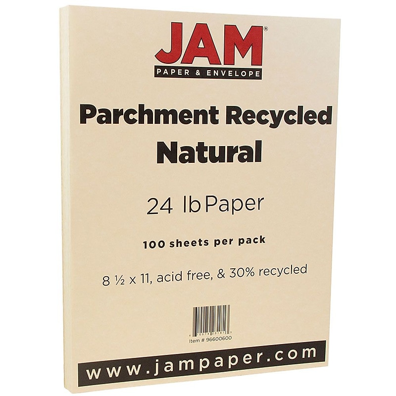 JAM Paper 8.5" x 11" Parchment Colored Paper, 24 lbs., 100 Sheets/Pack (96600600) image 1