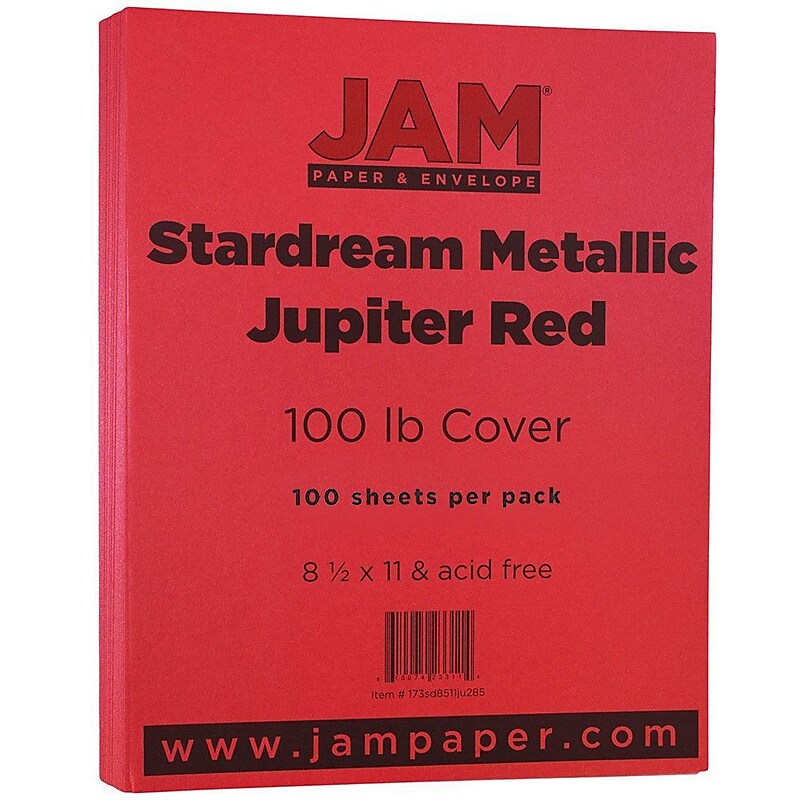 JAM Paper 110 lb. Cardstock Paper, 8.5" x 11", Jupiter Red Stardream, 50 Sheets/Pack (173SD8511JU285) image 1