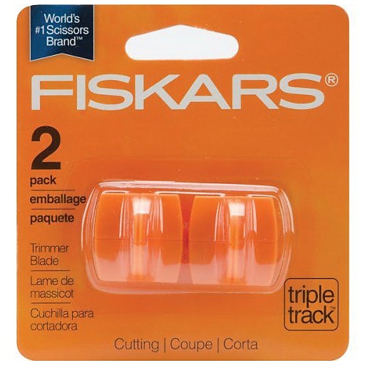 Fiskars Spare Blades for Personal Paper Trimmers, 2 Pieces, For Straight  Cuts, High Profile TripleTrack Titanium, Orange, 1004677