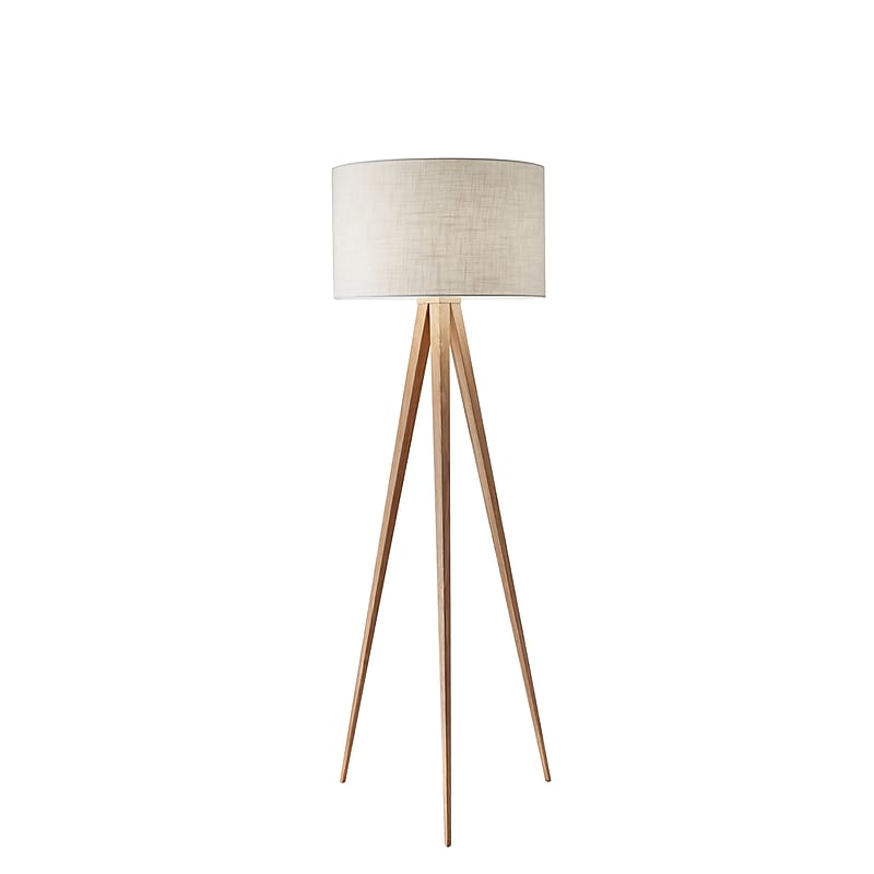 Adesso® Director 60.25"H Floor Lamp, Natural with Off-White Fabric Drum Shade (6424-12) image 1