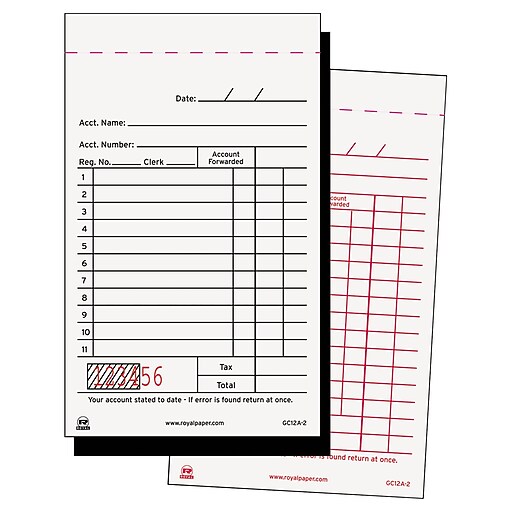 Shop Staples for Royal Sales Receipt Book, Carbon Duplicate, 3 2/5 X 5