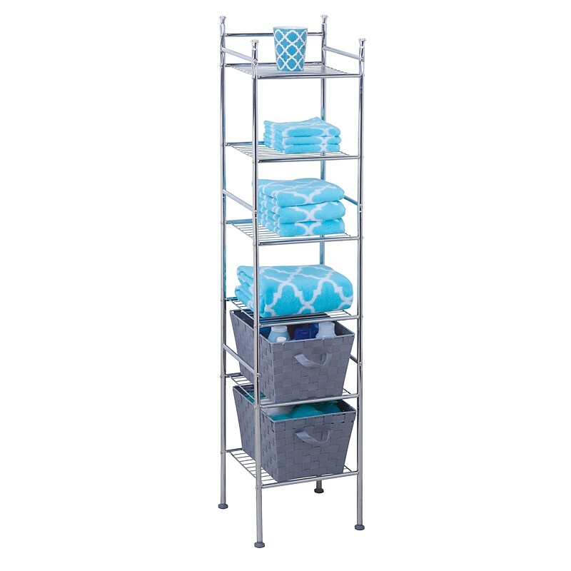 Honey Can Do 6 Tier Metal Storage Tower, Chrome (BTH-03484) image 1