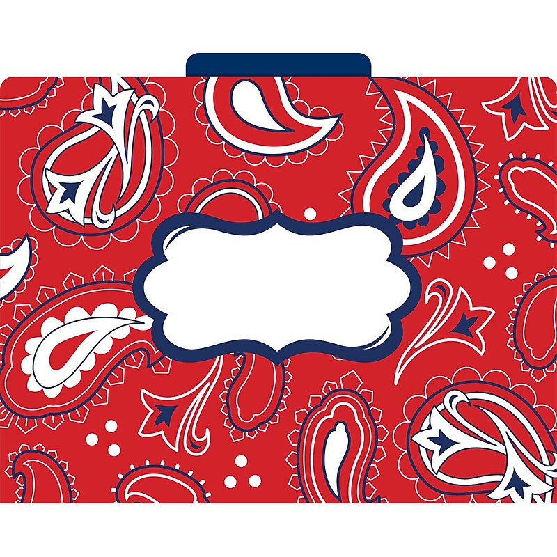 Barker Creek Bandana File Folders, 1/3-Cut Tab, Letter Size, Multicolored, 12/Pack (LL1303) image 1