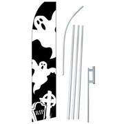 NeoPlex Halloween Ghost and Grave Swooper Flag and Flagpole Set