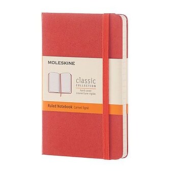 moleskine® Classic Notebook, Ruled, Pocket, Coral Orange (893571)