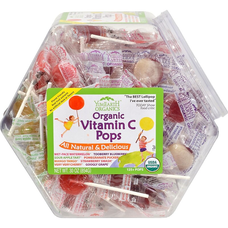 YumEarth Organic Vitamin C Pops Lollipops, Assorted Flavors (270-00023) image 1