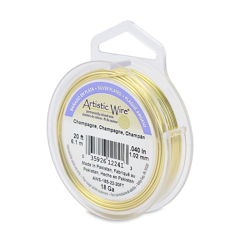 Artistic Wire Spools 20 Ft. Champagne 18 Gauge, Silver Plated (AWS-18S-22-20FT) image 1