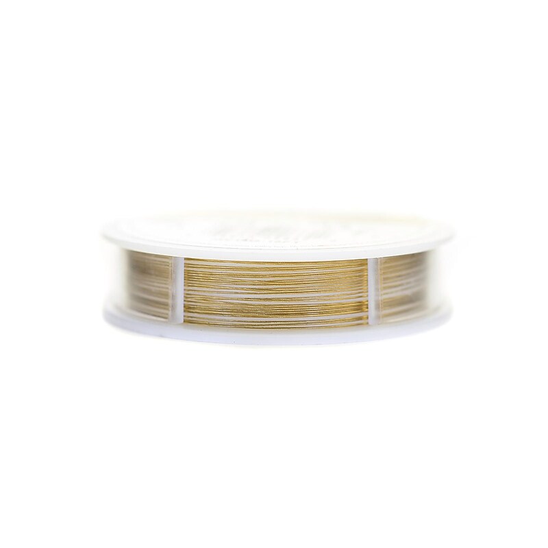 Beadalon 19 Strand Bead Stringing Wire Metallic Gold Color .015 In. (0.38 Mm) 15 Ft. Spool (JW14G-15FT) image 1