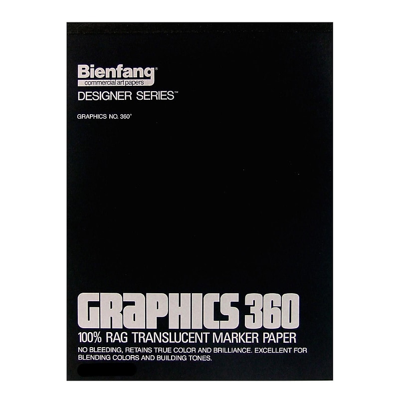 Bienfang Graphics 360 100% Rag Translucent Marker Paper Pad, 14" x 17", 100 Sheets/Pad (10988) image 1