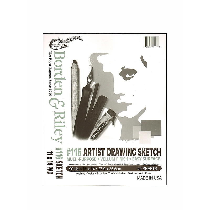 Borden & Riley 11" x 14" Drawing Sketch Pad, 40 Sheets/Pad (62581) image 1
