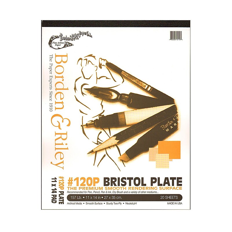 Borden  And  Riley #120 Bristol Pad 11 In. X 14 In. Plate Finish (12PP111420) image 1