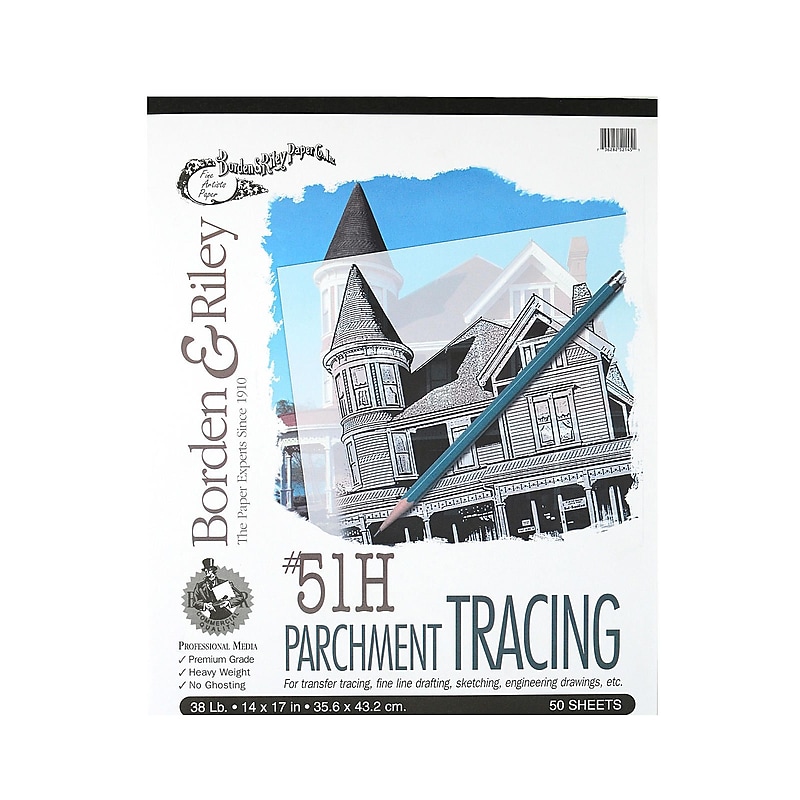 Borden  And  Riley #51H Parchment Tracing Paper 14 In. X 17 In. Pad Of 50 (51HP141750) image 1