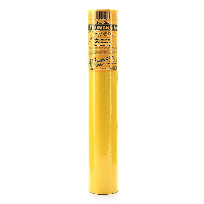 Borden  And  Riley Sun-Glo Thumbnail Sketch Paper Rolls Canary 7 Lb. 14 In. X 50 Yd. Roll (35CR145000) image 1