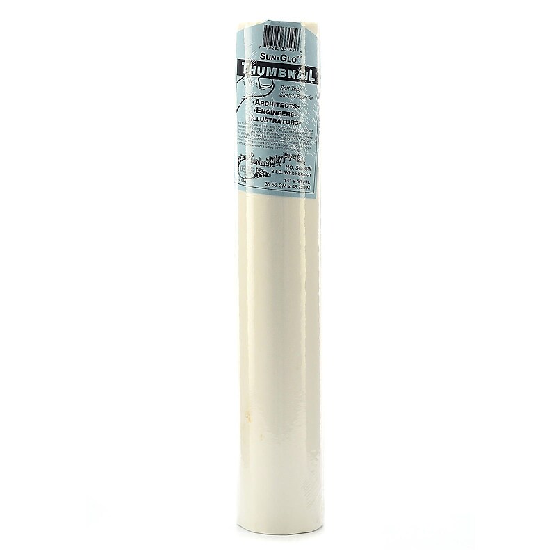 Borden  And  Riley Sun-Glo Thumbnail Sketch Paper Rolls White 8 Lb. 14 In. X 50 Yd. Roll (35WR145000) image 1