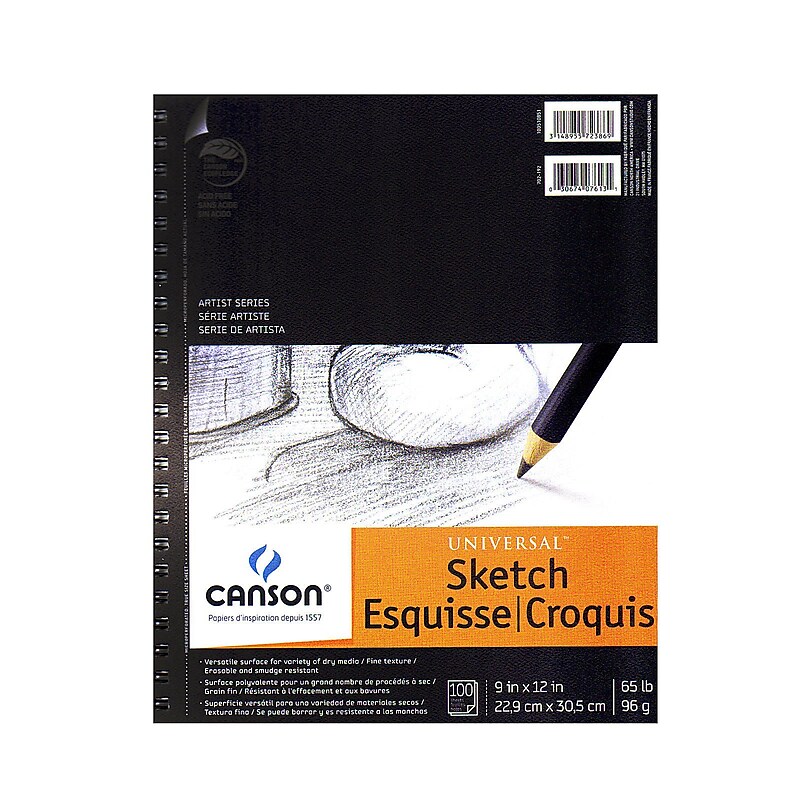 Canson 9" x 12" Spiral Bound Sketch Pad, 100 Sheets/Pad (18686) image 1