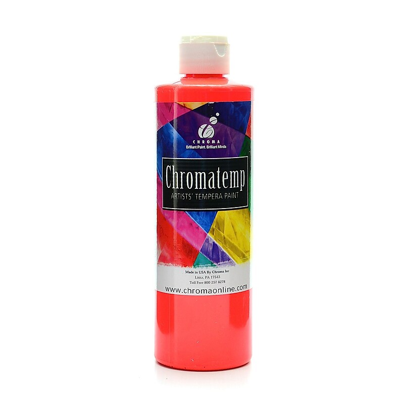 Chroma Inc. Chromatemp Artists' Tempera Paint Fluorescent Red 16.9 Oz. [Pack Of 3] (3PK-2417) image 1