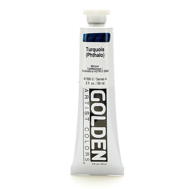 Golden Heavy Body Acrylic Paints Turquoise (Phthalo) 2 Oz. [Pack Of 2] (2PK-1390-2) image 1