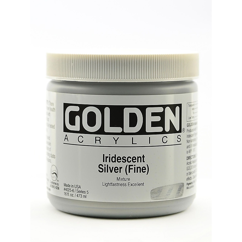Golden Iridescent And Interference Acrylic Paints Iridescent Silver Fine 16 Oz. (4025-6) image 1