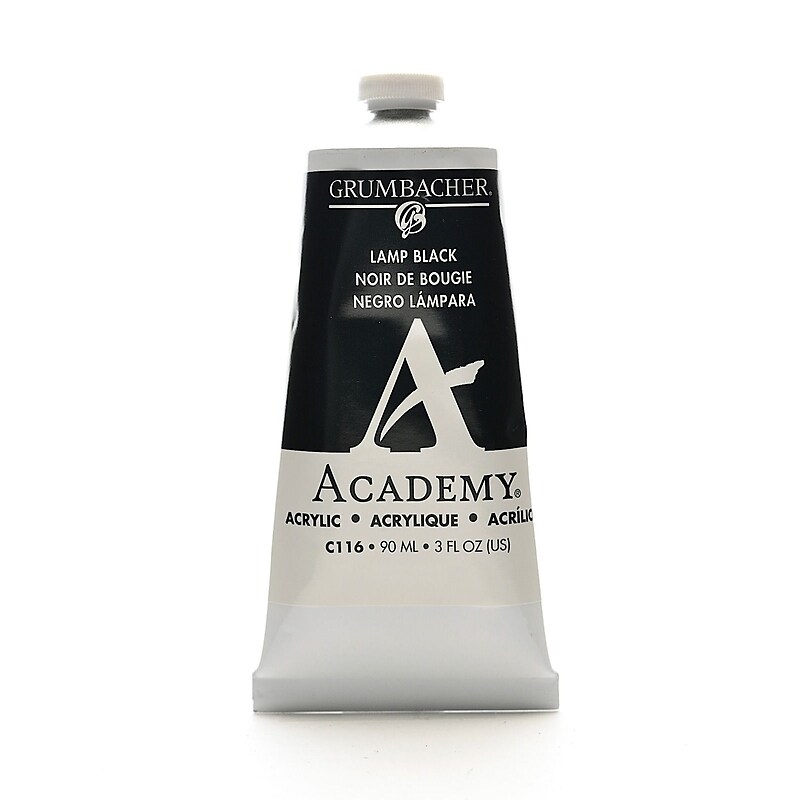 Grumbacher Academy Acrylic Colors Lamp Black 3 Oz. (90 Ml) [Pack Of 3] (3PK-C116) image 1