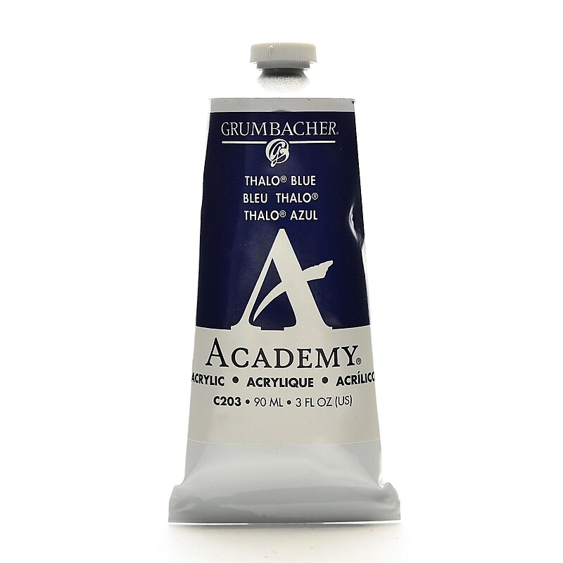 Grumbacher Academy Acrylic Paint Colors Thalo Blue 3 Oz. (90 Ml) [Pack Of 3] (3PK-C203) image 1