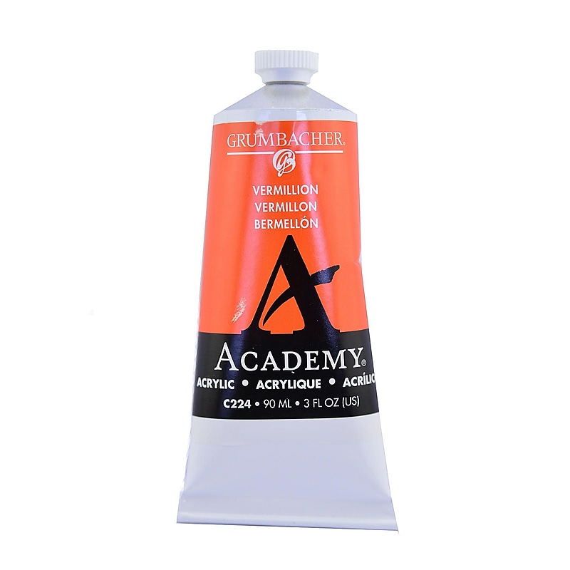 Grumbacher Academy Acrylic Paint Colors Vermillion 3 Oz. (90 Ml) [Pack Of 3] (3PK-C224) image 1