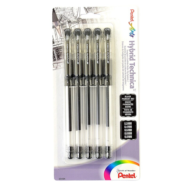 Pentel Hybrid Technica Gel Pen Assorted Set Of 5 [Pack Of 2] (2PK-KN10BP5A) image 1