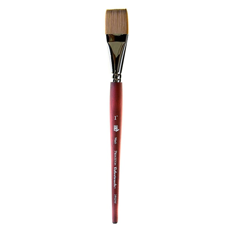 Princeton Art & Brush Velvetouch Short Handle Mixed Media Synthetic Bristle, Wash Brush (PBXP3950W100) image 1