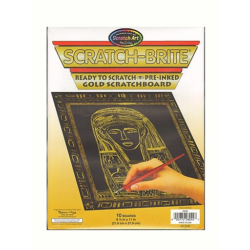Scratch Art ScratchBrite Scratchboard Gold, Craft Supplies Pack Of 10