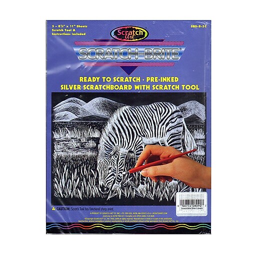 Scratch Art ScratchBrite Scratchboard Silver Pack Of 5 With Scratch
