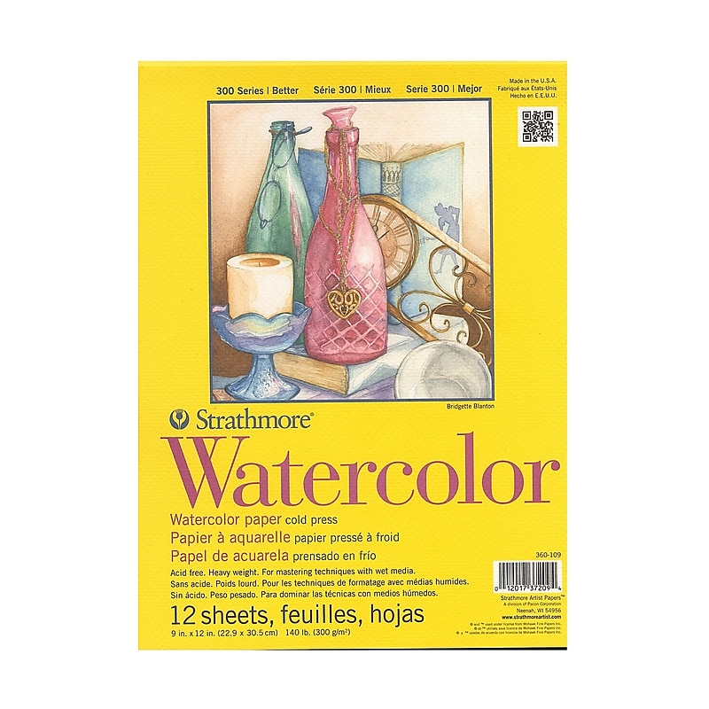 Strathmore 300 Series Watercolor Paper 9 In. X 12 In. Pad Of 12 Tape Bound [Pack Of 2] (2PK-360-109-1) image 1