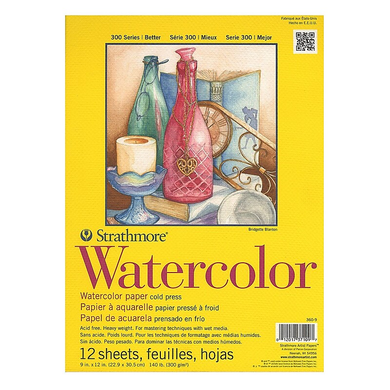 Strathmore 300 Series Watercolor Paper 9 In. X 12 In. Pad Of 12 Wire Bound [Pack Of 2] (2PK-360-9-1) image 1