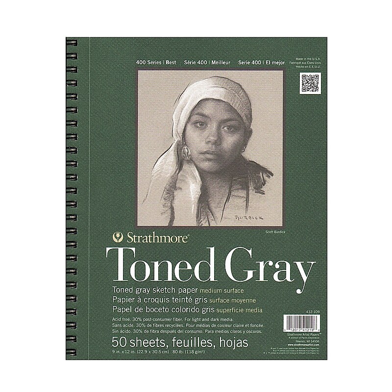 Strathmore 400 Series 9" x 12" Toned Paper Sketch Pad, 50 Sheets/Pad (60681) image 1