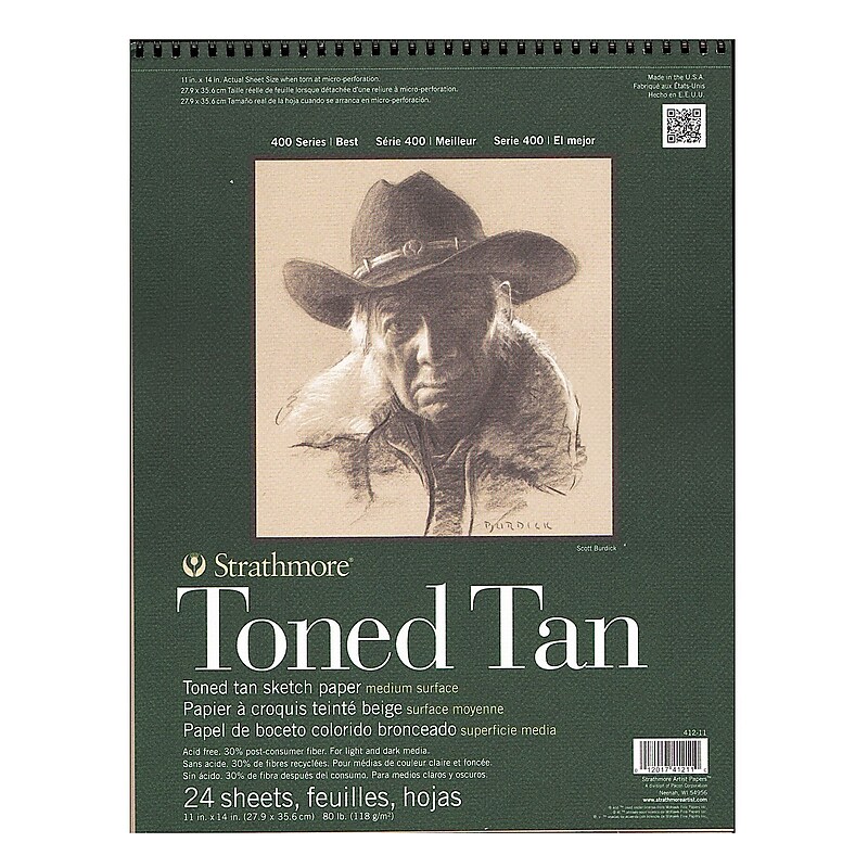 Strathmore 400 Series Toned Sketch Paper Pads (Wirebound) Tan 11 In. X 14 In. 24 Sheets (412-11) image 1