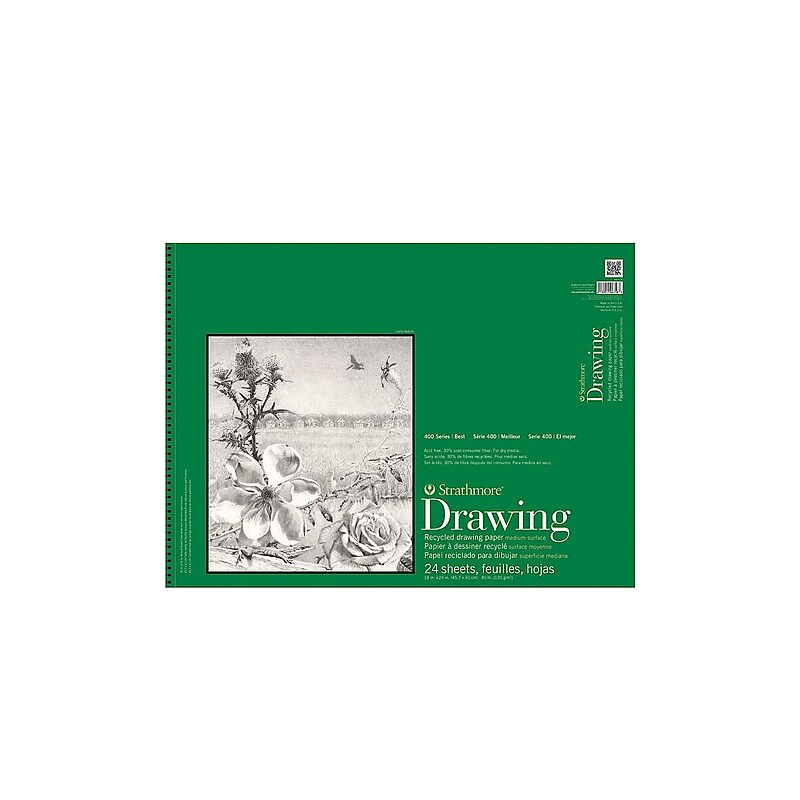 Strathmore 400 Series 14" x 17" Spiral Bound Drawing Sketch Pad, 24 Sheets/Pad, 2/Pack (27012-PK2) image 1