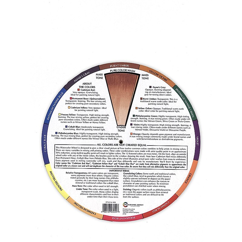 The Color Wheel Company Watercolor Color Wheel, Multicolor, 2/Pack (2PK-WCW 3459) image 1