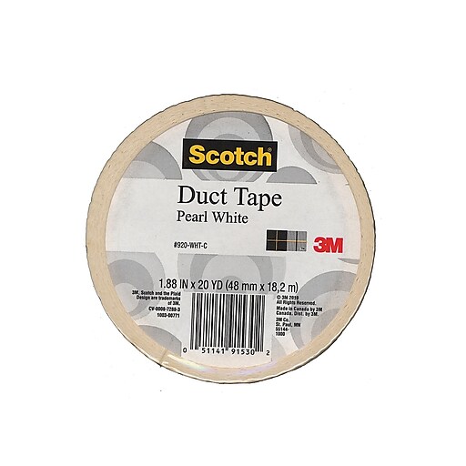 Scotch Colored Duct Tape, 1.88 x 20 yds., Pearl White, 6/Pack