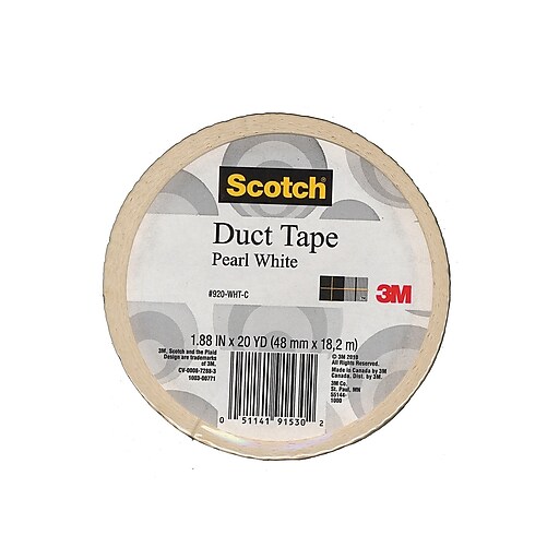 Scotch Colored Duct Tape Pearl White 1.88 In. X 20 Yd. Roll, 6/Pack, (6PK920WHTC) Staples