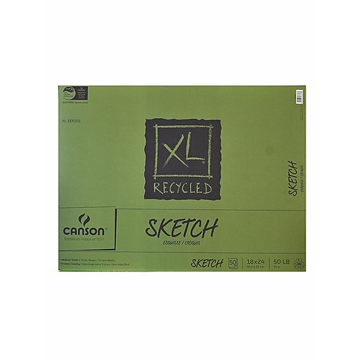 Canson XL Recycled 18" x 24" Hard Bound Sketch Pad, 50 Sheets/Pad (97315) Staples