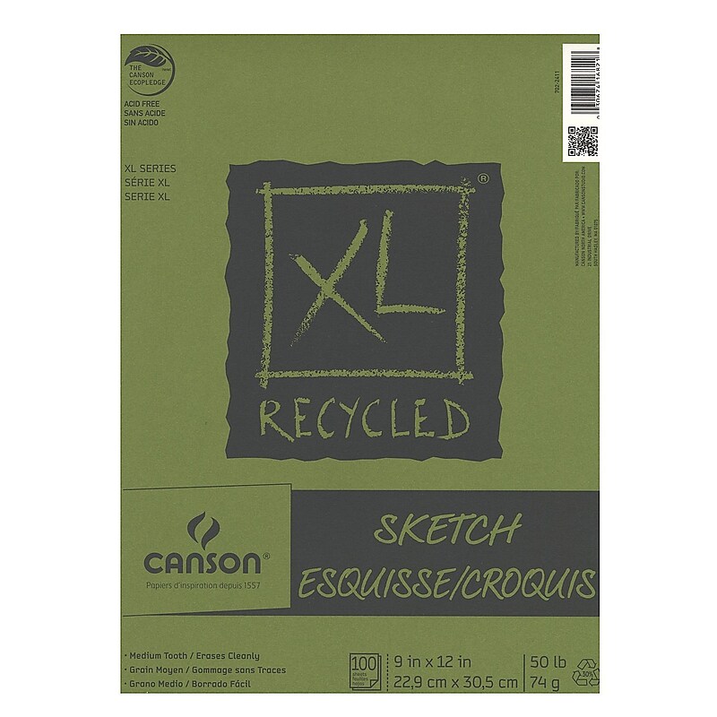 Canson XL Recycled 9" x 12" Hard Bound Sketch Pad, 100 Sheets/Pad, 3/Pack (96471-PK3) image 1