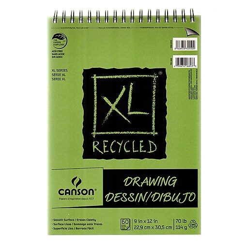 Canson XL Recycled Drawing Pads, 9 In. x 12 In., Pad Of 60 Sheets