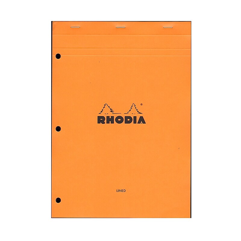 Rhodia Classic French Paper Pads Ruled With Margin, 3-Hole Punched 8 1/4 In. X 11 3/4 In. Orange [Pack Of 3] (3PK-18601) image 1