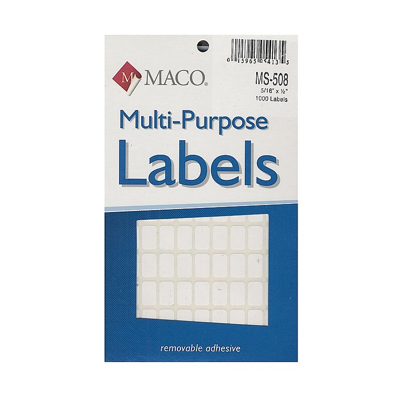 Maco Multi-Purpose Handwrite Labels, Rectangular, 5/16" x 1/2", Pack Of 1000, 6/Pack (6PK-MS-508) image 1