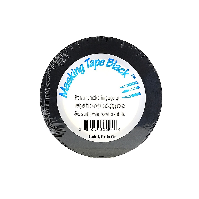 Pro Tapes Black Masking Tape 1/2 In. X 60 Yd. [Pack Of 6] (6PK-PM12BLA) image 1